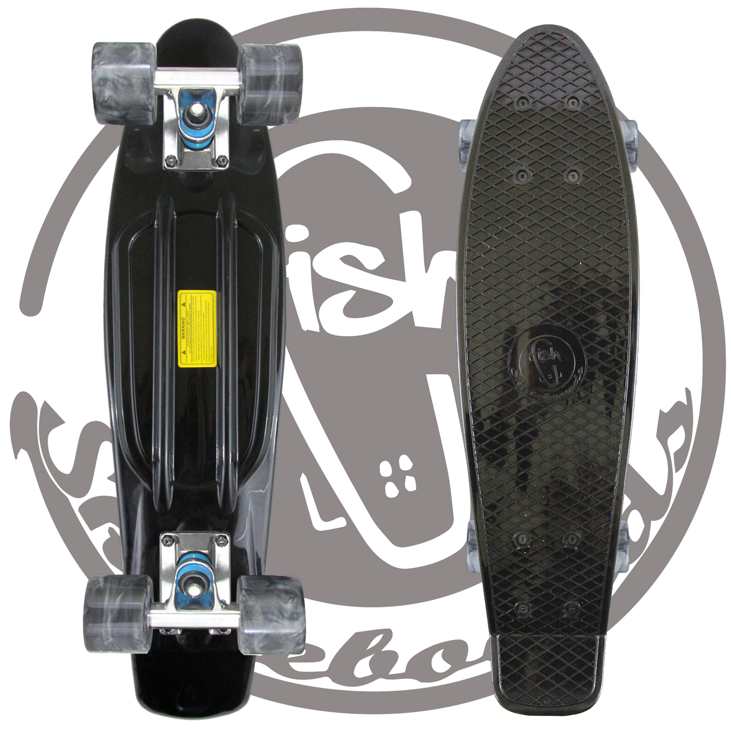 27" Shark Retro Longboard Skateboard Plastic Cruiser Vinyl Stereo